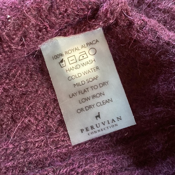Peruvian Connection Royal Alpaca Tunic Sweater dress burgundy Merlot NEW S - Picture 13 of 15